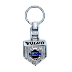 Брелок для ключей металлический с эмблемой Volvo (металл, треугольный, серебристый с синим)