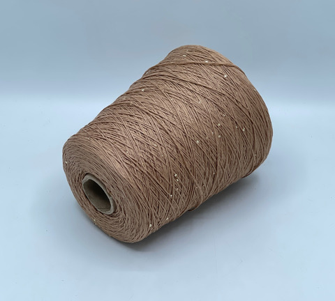 Бобинная пряжа, Cotone Paillettes, 450м, 97% Хлопок, 3% Полиэстер(пайетка), Бежевый. 40718