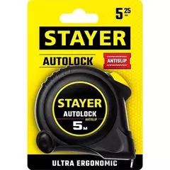 STAYER AutoLock, 5 м х 25 мм, рулетка с автостопом (2-34126-05-25)