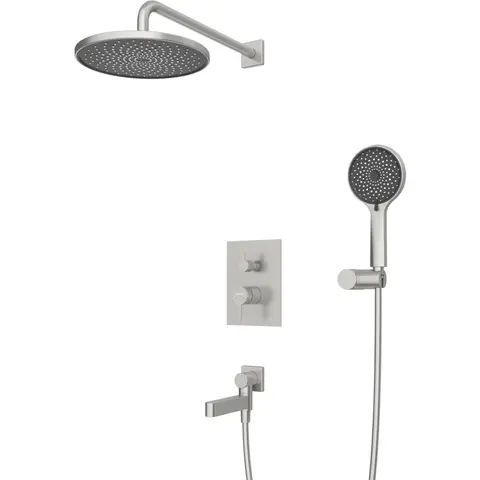 BelBagno DEL2.0-VDSET-IN Душевой комплект встраиваемый с изливом (смеситель встраиваемый, верхний душ, ручной душ со шлангом и держателем), сатин