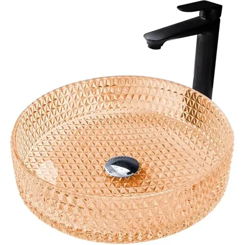 Abber Glass AK2301O Раковина накладная стеклянная, цвет: оранжевый