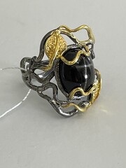 Флора-зв.диопсид (серебряное кольцо с позолотой)