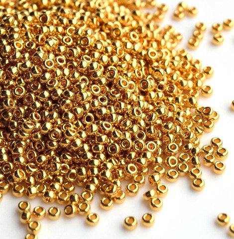 15/0 RR-0191 Бисер круглый Миюки 15/0 Золотой 24-кт /Miyuki round 15/0 24kt gold plated