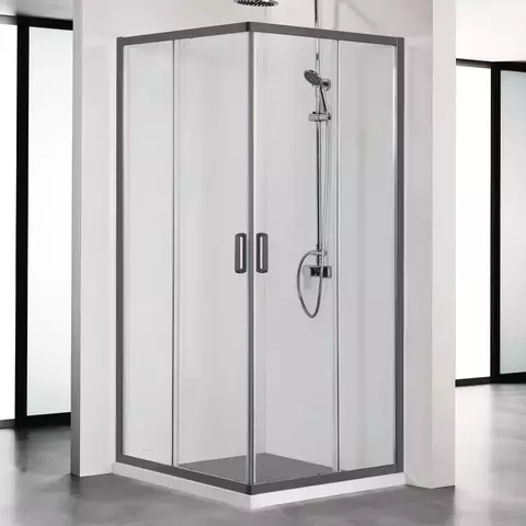 Aquatek AQ ARI KV 09020BL Душевой уголок квадратный, двери раздвижные 900x900x2000 профиль черный, стекло прозрачное