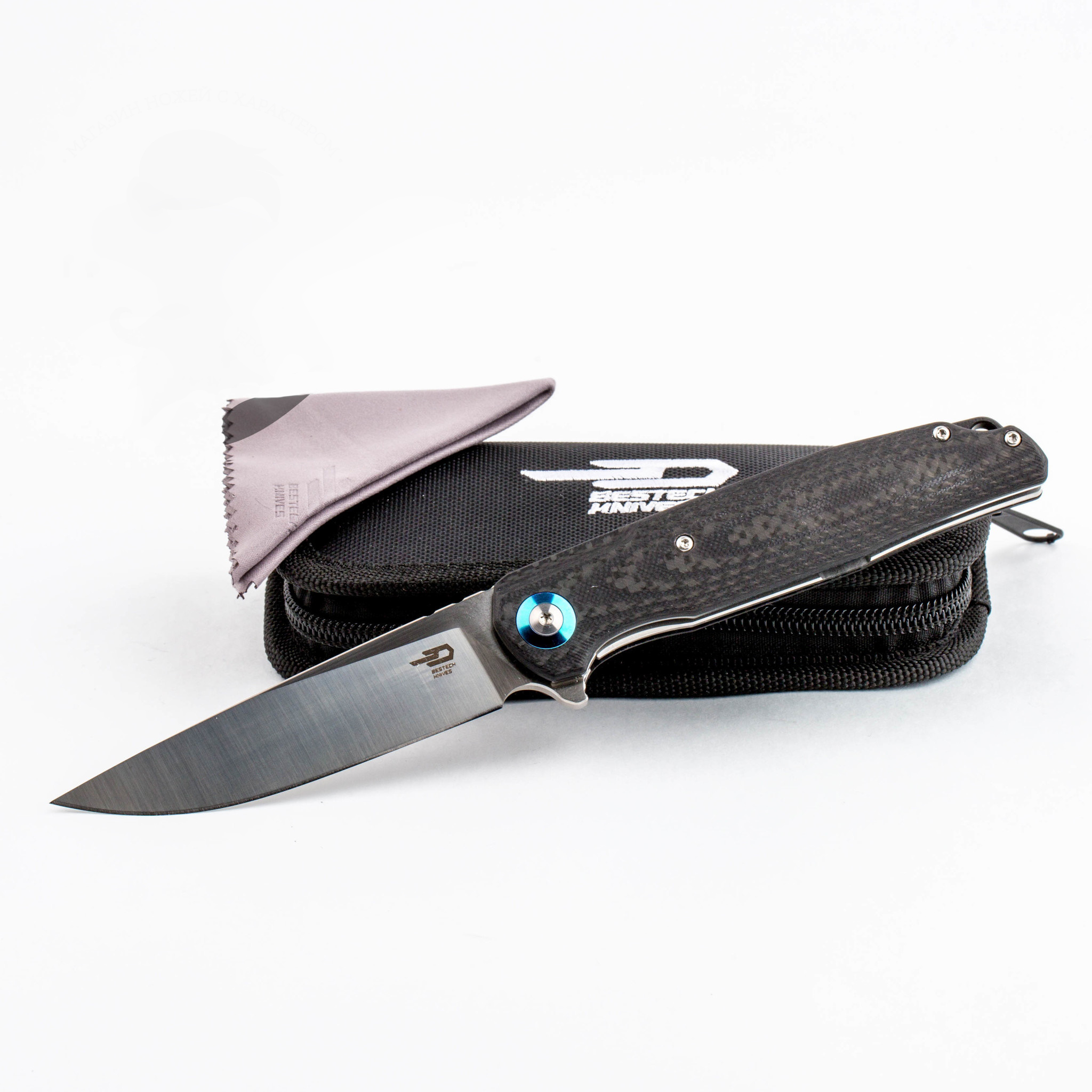 Складной нож Bestech Knives ASCOT, D2, Черно-серый карбон