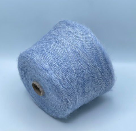 Filcom, Etereo,850м. 60% Супер кидмохер, 25% Шелк, 12% Беби альпака, 3% Меринос+рваный люрекс, Светло-синий,меланж(597),39900