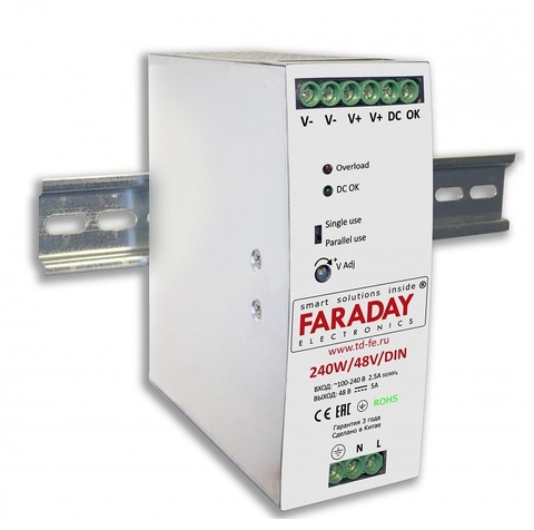 240W/48V/DIN блок питания Faraday