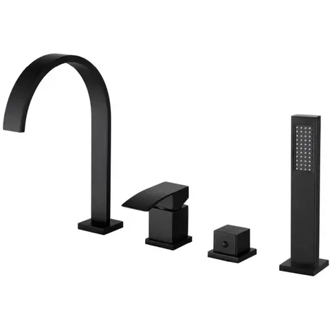 Abber Wasserfall AF8613B Смеситель на борт ванны, цвет: черный матовый