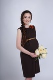 Платье для беременных 06198 коричневый