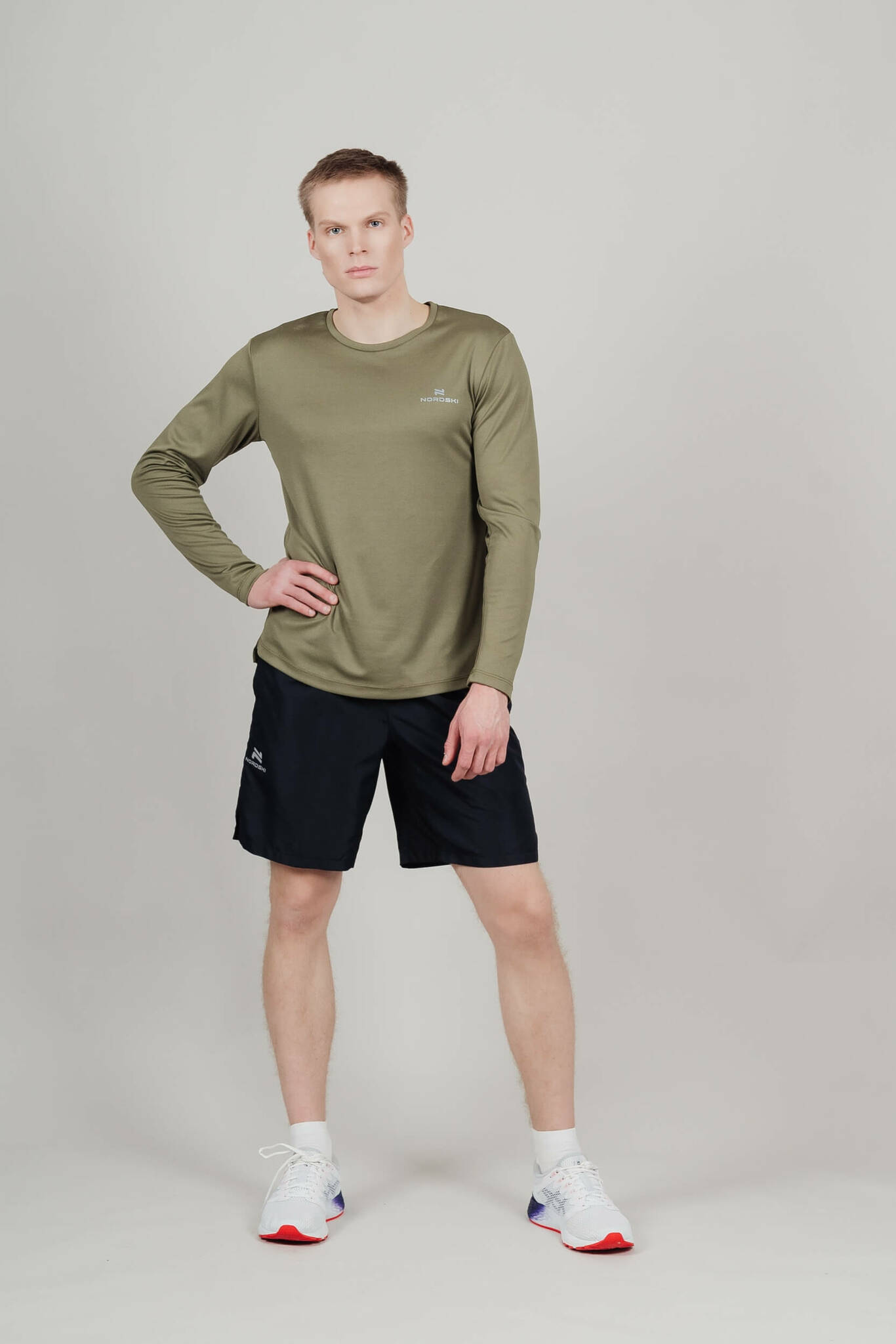 Футболка для бега с длинным рукавом Nordski Run олив - 8