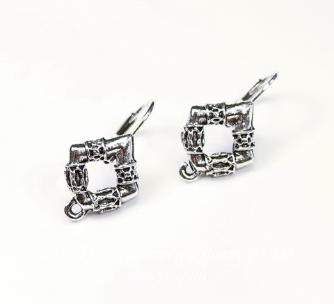 Швензы с французским замком Quest Beads "Готика" 25х14 мм (цвет-античное серебро), пара ()