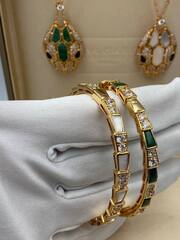 Браслет ЗМЕЯ -SERPENTI lux качество yellow VGOLD с вставками малахит