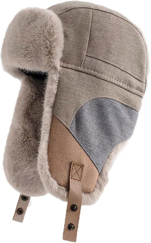 Картинка шапка-ушанка Skully Wear S-502 Light beige gray - 1