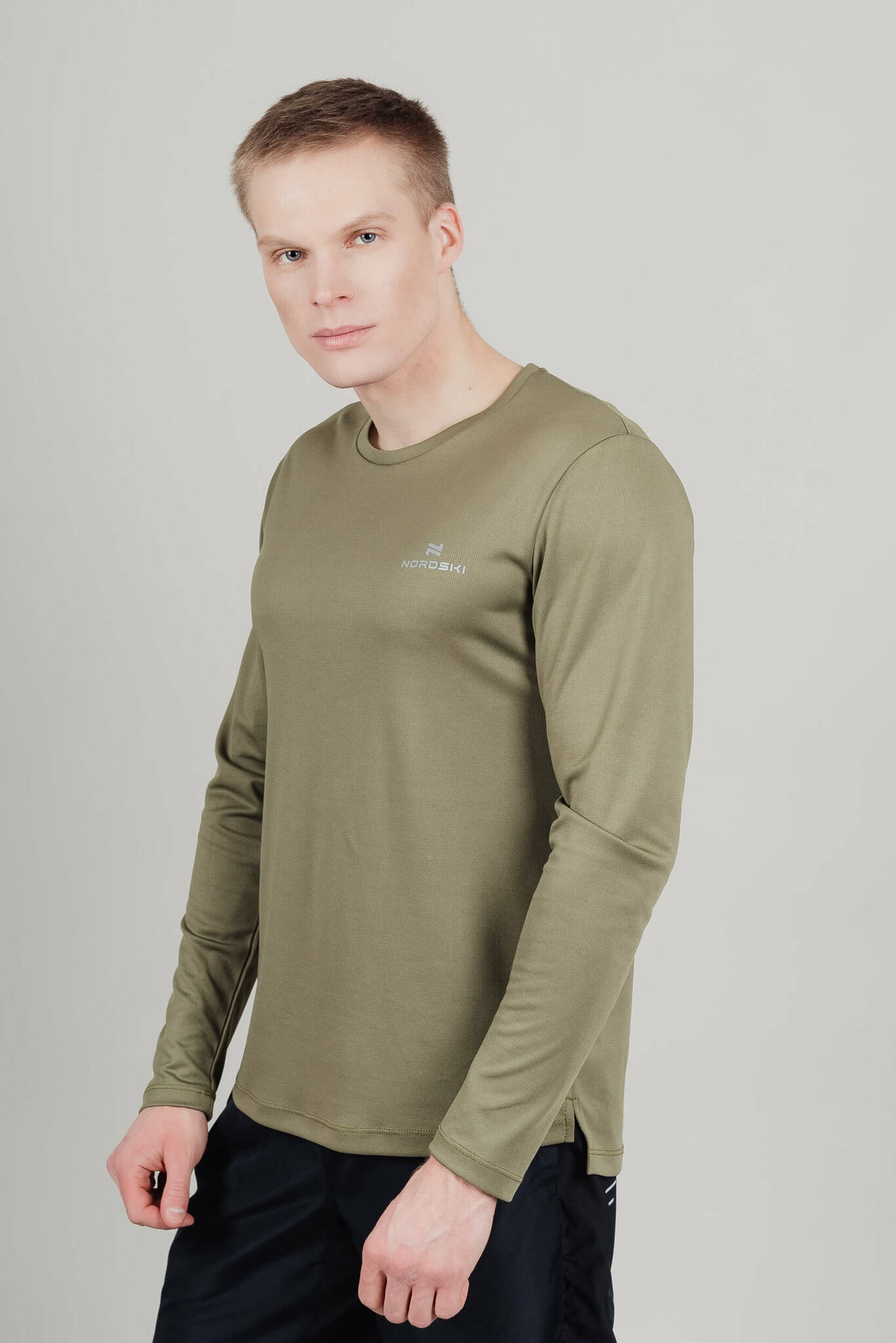 Футболка для бега с длинным рукавом Nordski Run олив - 3