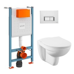 Vitra Normus L-box 9773B003-7207 Комплект унитаза с инсталляцией с сиденьем и белой клавишей смыва фото