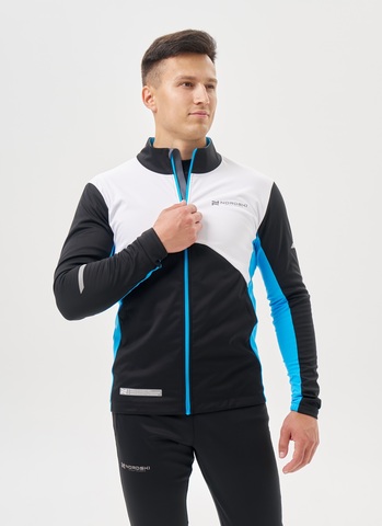 Мужская тренировочная лыжная куртка Nordski Pro 2.0 white-black-light blue