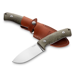 Фото Нож с фиксированным клинком LionSteel M3, сталь Niolox, рукоять микарта, зеленый
