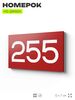 Номер на дверь 255, табличка на дверь для офиса, квартиры, кабинета, аудитории, склада, красная 120х70 мм, Айдентика Технолоджи