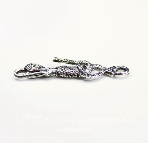 Замок - крючок из 2х частей Quest Beads "Русалка" (цвет-античное серебро) 24х9 мм, 16х9 мм