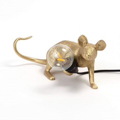 Фото: Настольная лампа Mouse Lamp Lyie Down Gold USB - основной вид
