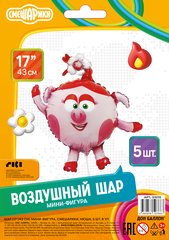 Шар К Мини-Фигура, Смешарики, Нюша, 17''/43 см, 5 шт.