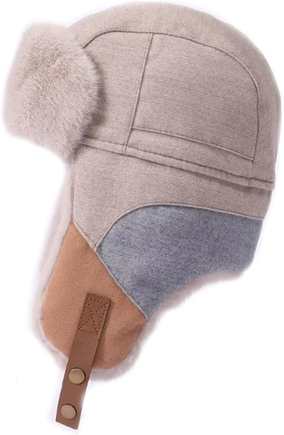 Картинка шапка-ушанка Skully Wear S-502 Light beige gray - 3