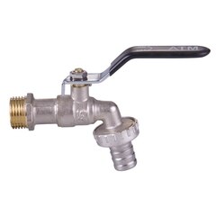 Кран шаровый водоразборный 3/4" угловой с носиком под шланг, наружная резьба, ручка-рычаг