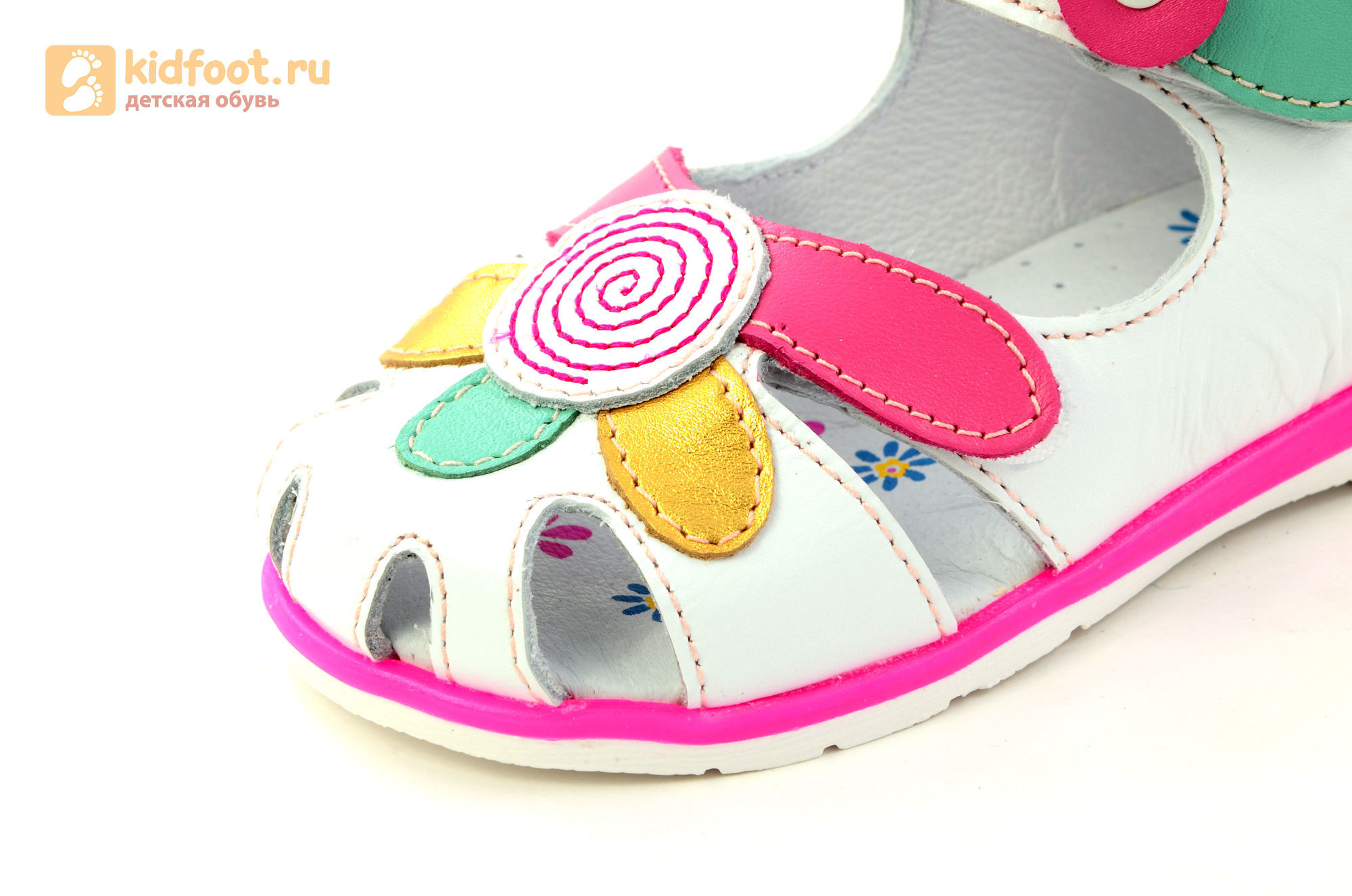 Детские босоножки Котофей 222070-21 из натуральной кожи, для девочки, белые