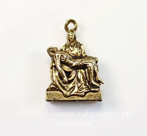 Подвеска Quest Beads "Пиета" 3D (цвет-античное золото) 23х16 мм