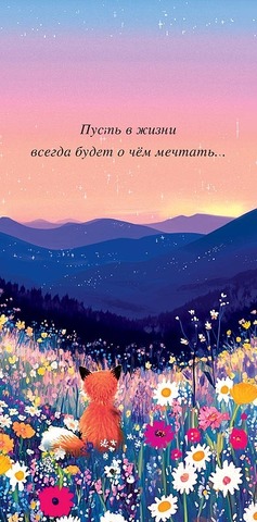 Открытка-конверт Пусть в жизни всегда будет о чем мечтать, 8*17 см, 5 шт.