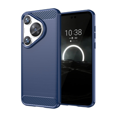 Чехол в стиле карбон синего цвета на Huawei Pura 70 Pro и Pura 70 Pro+, мягкий отклик кнопок, серия Carbon от Caseport
