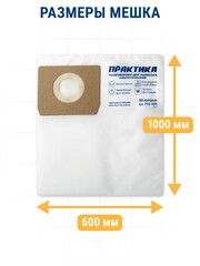 Мешки ПРАКТИКА для пылесосов SOTECO, STANLEY, LAVOR и др., до 90л, синтетика, уп. 2шт. (792-384)