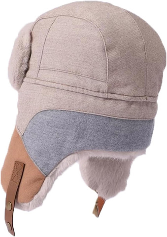 Картинка шапка-ушанка Skully Wear S-502 Light beige gray - 8