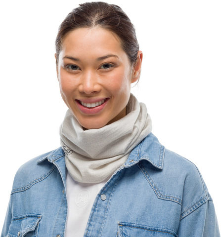 Тонкий шерстяной шарф-труба Buff Wool lightweight Solid Cloud фото 2