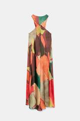 ZARA ДЛИННОЕ ПЛАТЬЕ С ПРИНТОМ, РАЗНОЦВЕТНЫЙ