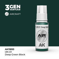 Акриловая краска AK Interactive IJN D1 Deep Green Black 3GEN AIR, 18мл