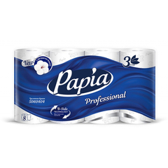Бумага туалетная Papia Professional 3сл бел 100%цел 140л 8рул/уп 5060404