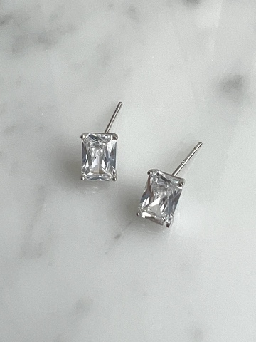 Серьги Бенедикт мини прозрачные, серебряный цвет