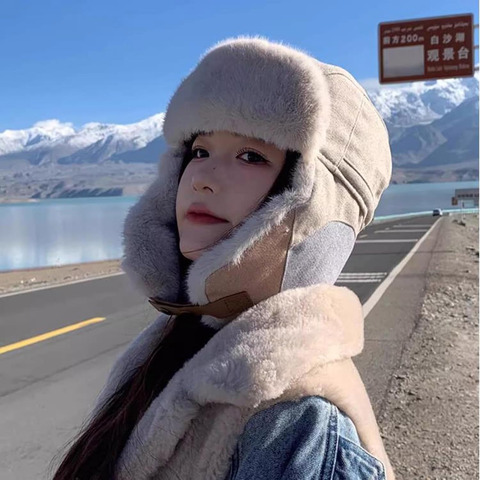 Картинка шапка-ушанка Skully Wear S-502 Light beige gray - 5