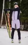 Женские премиальные брюки для лыж и зимнего бега Nordski Hybrid Warm Black/Lavender