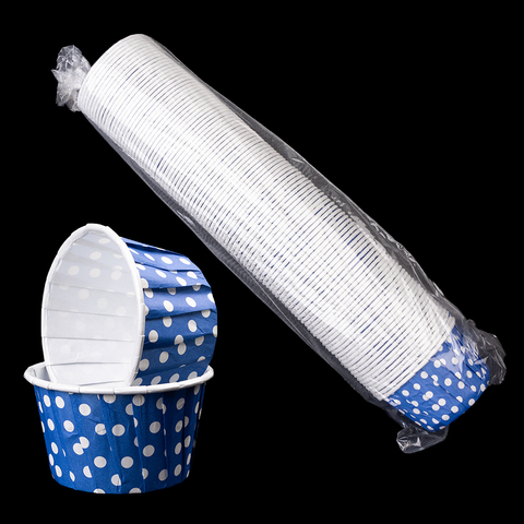 Капсулы для маффинов с бортиком (соусницы) Polca Dot Синиев горох 50*40 мм, шт