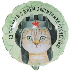 Шар гелиевый С 23 Февраля Кот в шлемофоне