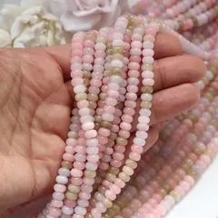 Тонированный кварц, розовый микс, рондель, 6*4 мм, нить, К137