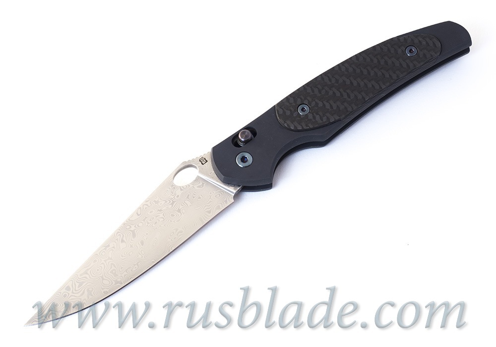 Cheburkov Axis Raven Damascus Titanium CF Folding Knife