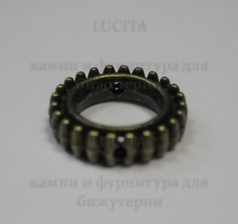 Рамка для бусины круглая 13 мм (цвет-  античная бронза) ()