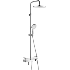Lemark LM7011C Душевая термостатическая система с верхним душем ?25 см и поворотным изливом,  регулируемая высота 1,3~1,8м,  рамеры смесителя ВхШхГ 6х368х13,5 см, латунь/хром фото