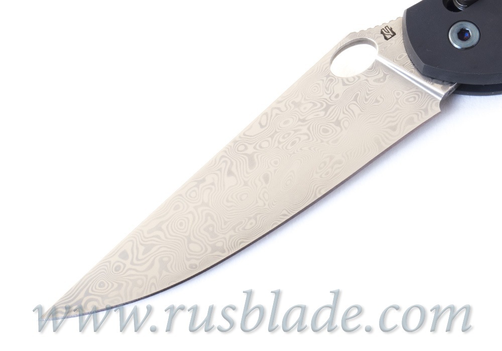 Cheburkov Axis Raven Damascus Titanium CF Folding Knife - фотография 