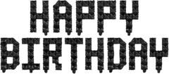 Шар К Надпись, Happy Birthday, Пиксели, Черный, 16''/41 см. (под воздух)