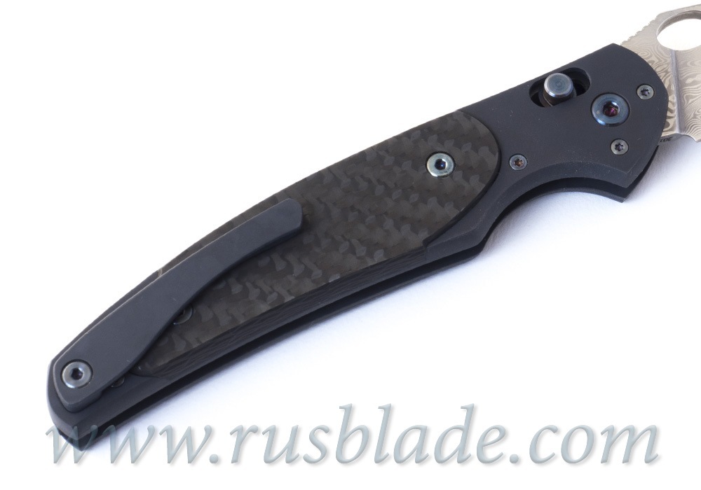 Cheburkov Axis Raven Damascus Titanium CF Folding Knife - фотография 
