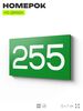 Номер на дверь 255, табличка на дверь для офиса, квартиры, кабинета, аудитории, склада, зеленая 120х70 мм, Айдентика Технолоджи